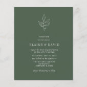 Papier Budget Vert Moderne Botanique Mariage Invitations (Devant)
