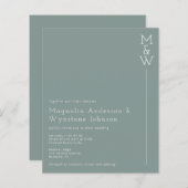 Papier BUDGET Vert Moderne Monogramme Faire-part de maria (Devant / Derrière)