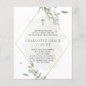 Papier Budget Vert & Or Aquarelle Fonderie Baptême (Devant)