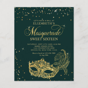 Papier BUDGET Vert Or Photo Mascarade Sweet 16