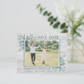 Papier Budget Vert Photo Mariage Enregistrer La Date Invi (Debout devant)