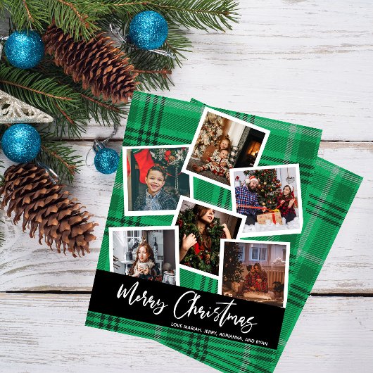 Papier Budget vert Plaid Multi Photo Noël