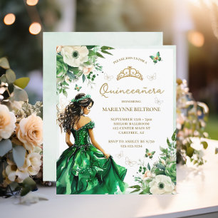Papier Budget Vert Robe Florale Papillon Quinceañera