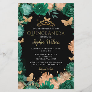 Papier Budget Vert Rose Beurre d'or Quinceañera