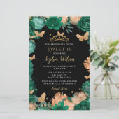 Papier Budget Vert Rose Gold Butterflies Sweet 16 (Debout devant)