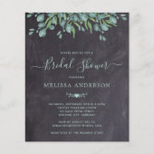 Papier Budget Vert Rustique Douche nuptiale Invitation (Devant)