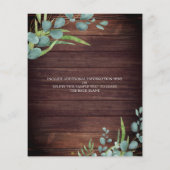 Papier Budget Vert Rustique Eucalyptus Mariage Invitation (Dos)