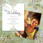 Papier Budget vert Script Mariage Photo Invitation
