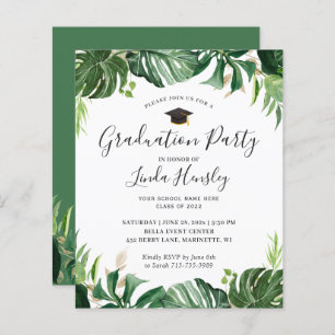 Papier Budget Vert Tropical Graduation Invitation du Part
