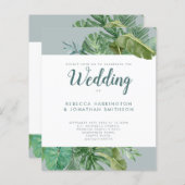 Papier Budget Vert tropical Greenery Mariage gris Invitat (Devant / Derrière)