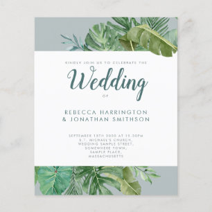 Papier Budget Vert tropical Greenery Mariage gris Invitat