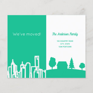 Papier Budget ville campagne vert déménagement faire-part