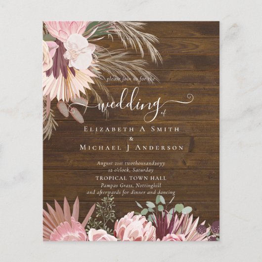 Papier BUDGET Vin Bourgogne Pampas Grass Mariage Tropical (Devant)