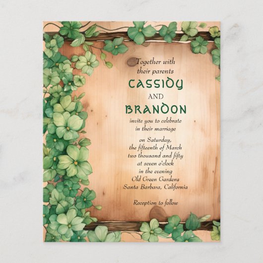 Papier BUDGET Vine St Patrick's Day QR faire-part de mari (Devant)