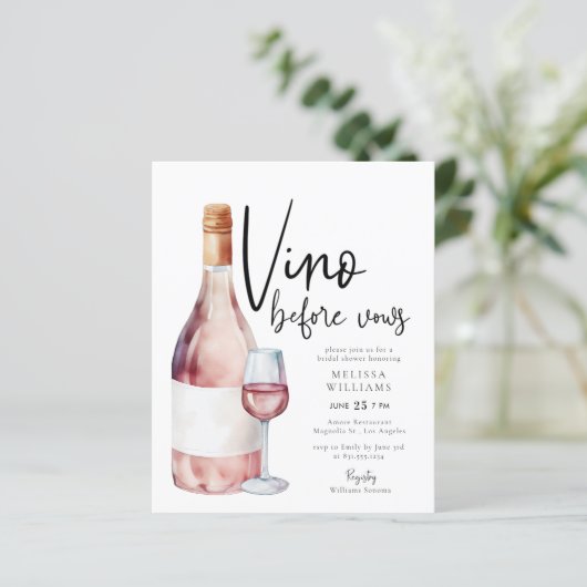 Papier Budget Vino Moderne Avant Vows Fête des mariées (Debout devant)