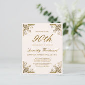 Papier Budget Vintage Gold Script Blush Anniversaire Invi (Debout devant)