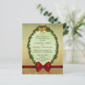 Papier Budget Vintage Noël Gold Red Wedding Invitation (Debout devant)