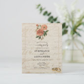 Papier Budget Vintage Rose Floral Soirée Invitation (Debout devant)