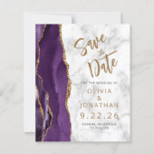 Papier Budget Violet Agate Marbre Enregistrer la Date (Devant)
