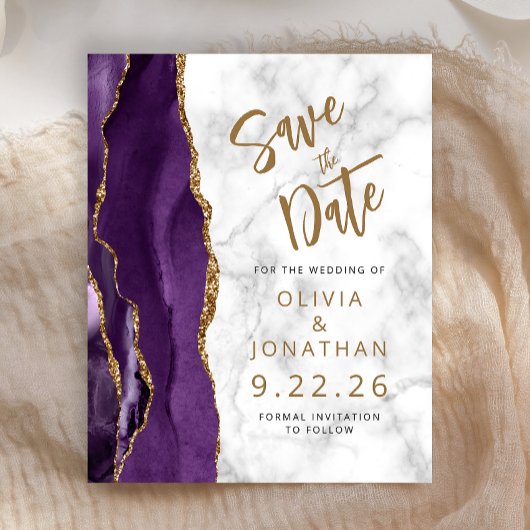 Papier Budget Violet Agate Marbre Enregistrer la Date