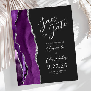 Papier Budget Violet Agate Script Argent Étape à franchir
