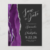 Papier Budget Violet Agate Script Argent Étape à franchir (Devant)