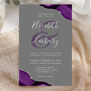Papier Budget Violet Argent Agate Coins Grise Mariage