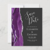 Papier Budget Violet Argent Agate Sombre Enregistrer la D (Devant)