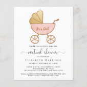 Papier Budget Virtual Baby Girl Shower Invitation (Devant)
