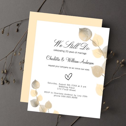 Papier Budget voeu renouvellement or invitation eucalyptu