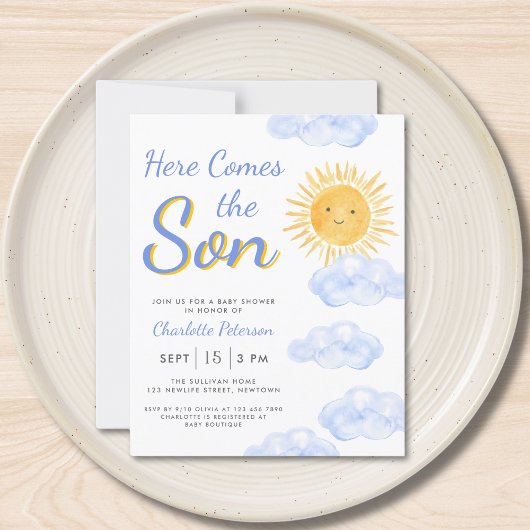 Papier Budget Voici Le Fils Garçon Invitation Baby shower