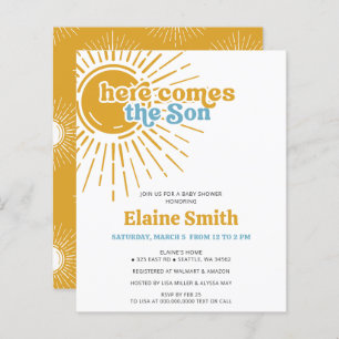 Papier Budget Voici le fils retro garçon baby shower