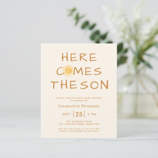 Papier Budget Voici L'Invitation Du Fils Baby shower (Debout devant)