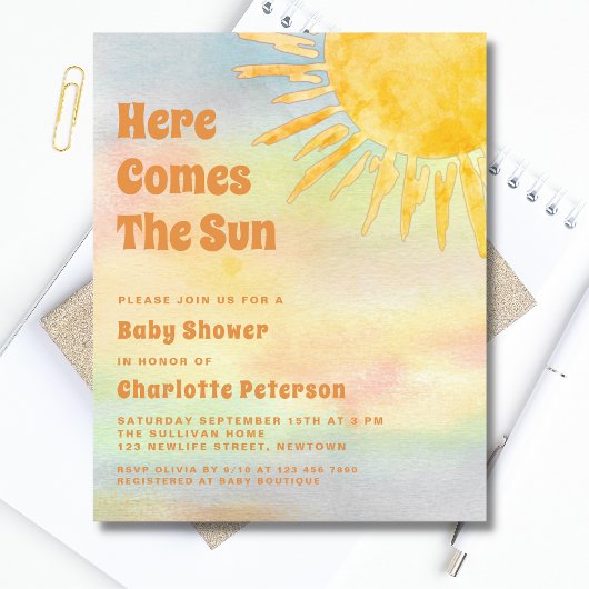 Papier Budget Voici L'Invitation Sun Baby shower