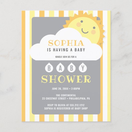 Papier Budget Vous Êtes Mon Baby shower Sunshine Invitati (Devant)