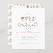 Papier budget watercolor bachelorette invitation (Devant / Derrière)