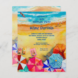 Papier Budget Watercolor Beach Anniversaire Fête Invitati