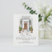 Papier Budget Watercolor Holiday Open House Invitation (Debout devant)