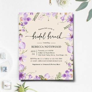 Papier Budget Watercolor Lilac Bridal Brunch Invitation