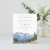 Papier Budget Watercolor Mountain Photo Wedding Invitatio (Debout devant)
