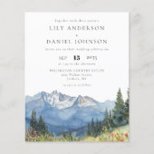 Papier Budget Watercolor Mountain Photo Wedding Invitatio (Devant)