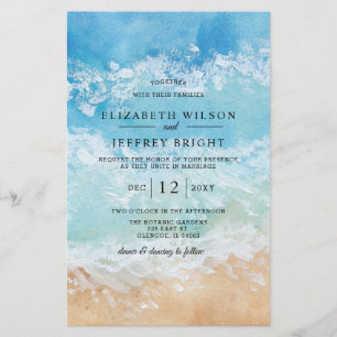 Papier Budget Watercolor Plage Mariage Invitation