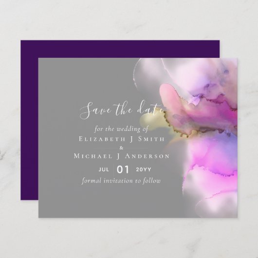 Papier Budget Watercolor Wedding Abstract Save Dates (Devant / Derrière)