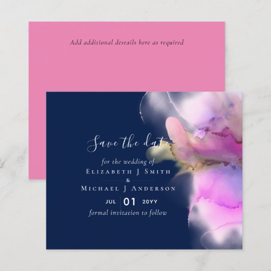 Papier Budget Watercolor Wedding Abstract Save Dates (Devant / Derrière)