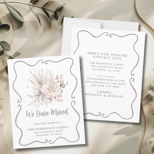 Papier Budget We Have Moved Blush Roses New Address Card