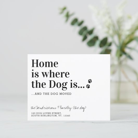 Papier Budget We Have Moved New Address Dog Moving Card (Debout devant)