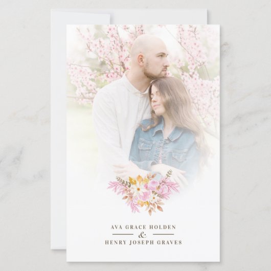 Papier Budget Wedding Pink Flowers & Branches Bouquet (Devant)