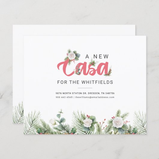 Papier Budget Weight Moved Floral Berry Moving Faire-part (Devant / Derrière)