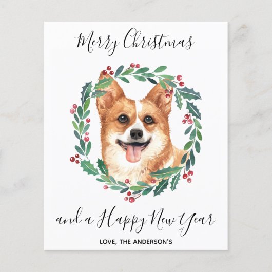Papier Budget Welsh Corgi Chien Merry Christmas Card (Devant)