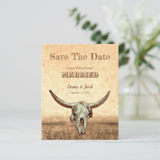 Papier Budget Western Rustic Pays Enregistrer La Date (Debout devant)